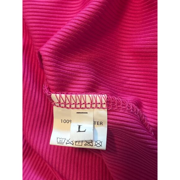 NWOT Women's Bright Pink Off The Shoulder Top Ruffle Size Junior Large - Picture 3 of 4